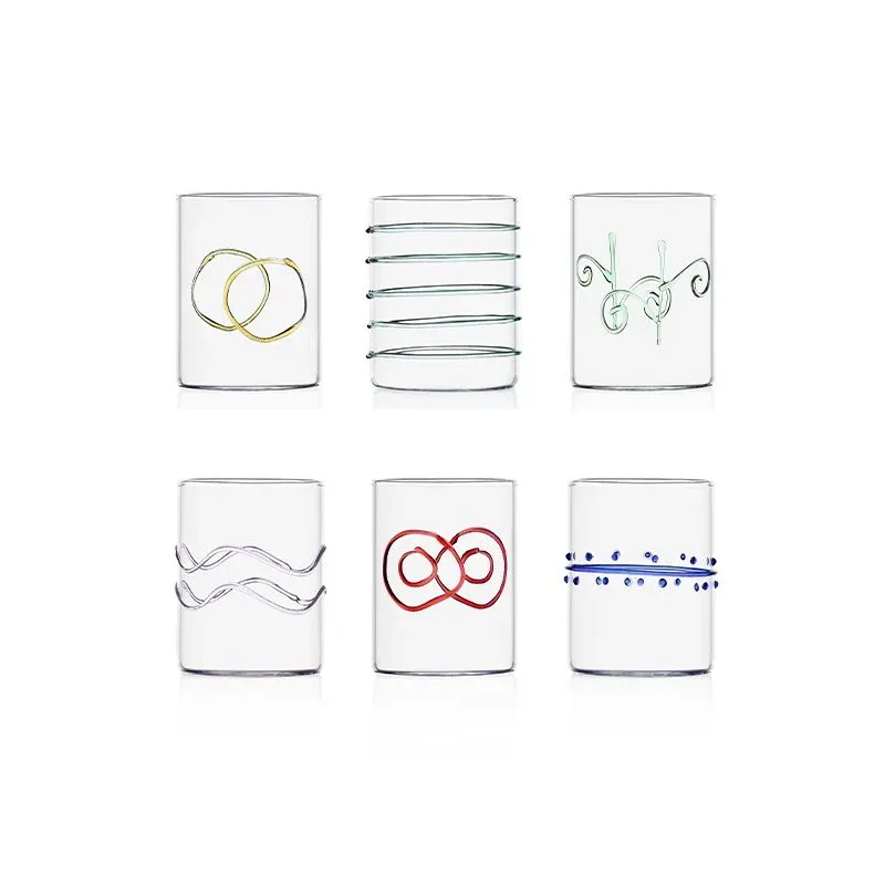 Compra Oggi Stesso 30 cl - Ichendorf Deco Bicchiere Acqua Forme Geometriche in Vetro Borosilicato - Set 6 Pezzi