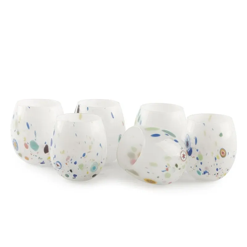 Soddisfatti O Rimborsati 35 cl - Murano Bicchiere Acqua A Pois in Vetro - Set 6 Pezzi