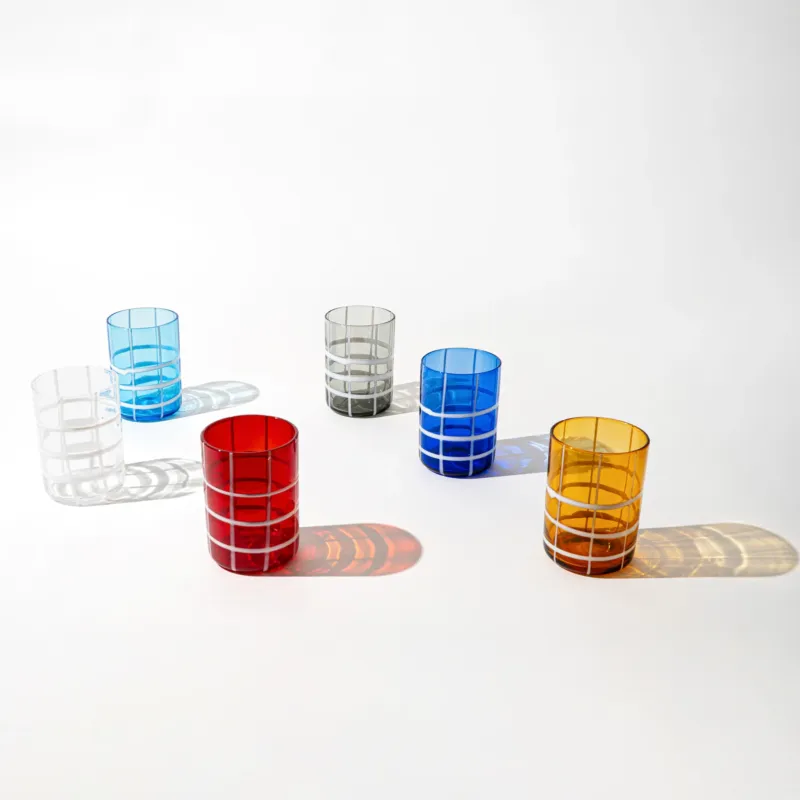 Vendita Finale 35 cl - Zafferano Twiddle Bicchiere Acqua A Righe in Vetro Soffiato - Set 6 Pezzi
