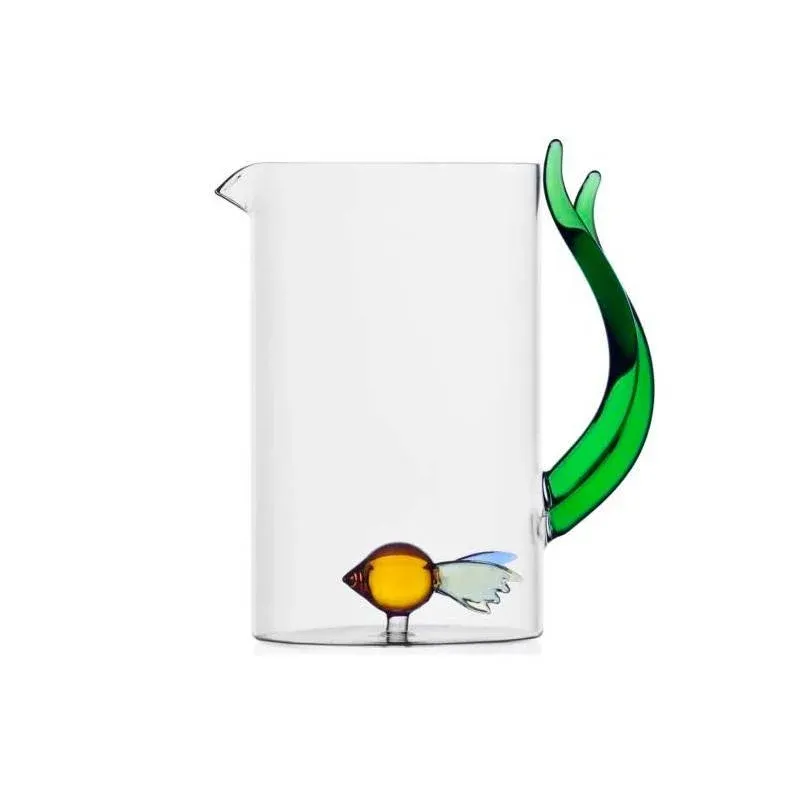 Prezzo Conveniente 145 cl - Ichendorf Animal Farm Brocca Pesce Con Alga in Vetro Borosilicato