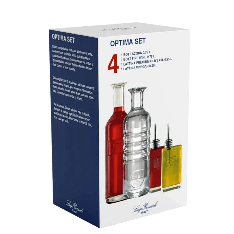 Bormioli Luigi Optima Bottiglie Acqua Vino Olio e Aceto in Vetro - Set 4 Pezzi Compra Oggi Stesso