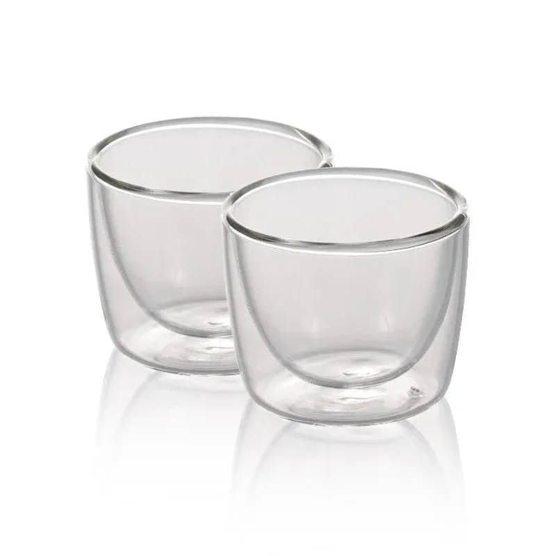 Miglior Prezzo 7 cl - Ilsa Bicchierino Caffé Doppia Parete in Vetro Borosilicato - Set 2 Pezzi