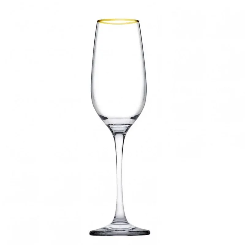 Sconto 20 cl - Pasabahce Golden Touch Calice Flute Bordo Dorato in Vetro - Set 6 Pezzi