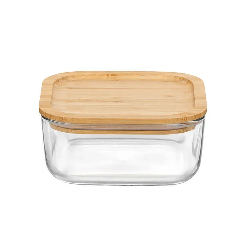 10x10 cm - Bormioli Rocco Frigoverre Bamboo Contenitore Per Alimenti Quadrato In Vetro Con Tappo Bambù Prezzo Di Fabbrica