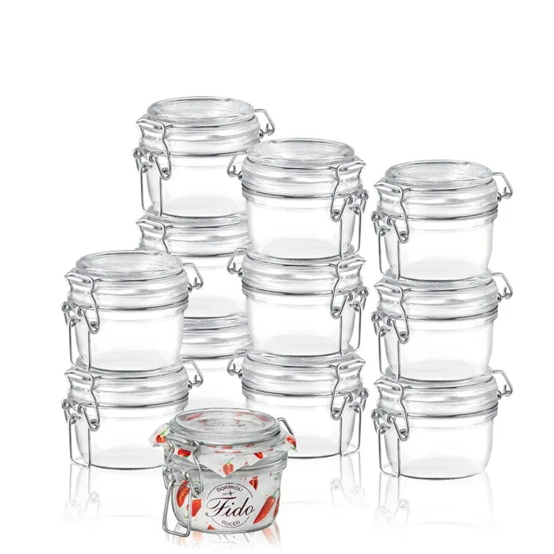 12.5 cl - Bormioli Rocco Fido Vasetto Ermetico Cilindrico In Vetro - Set 12 Pz Miglior Prezzo