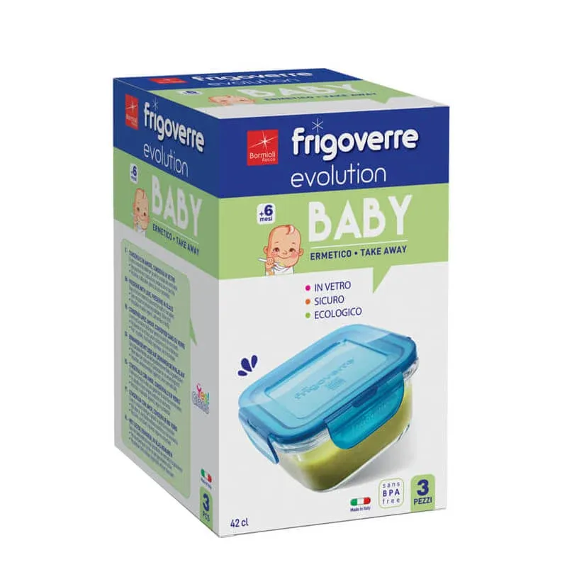 Non Perdere 12x12 cm - Bormioli Rocco Frigoverre Evolution Contenitore Per Alimenti Ermetico In Vetro Temperato - Set 3 Pz