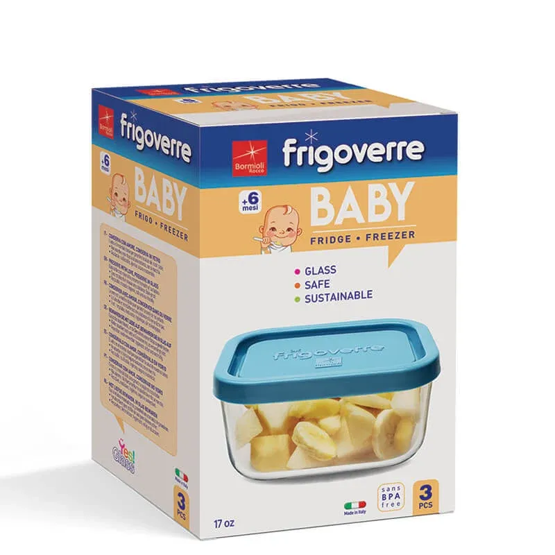 13x10 cm - Bormioli Rocco Frigoverre Classic Contenitore Per Alimenti Rettangolare - Set 3 Pz Nuova Collezione