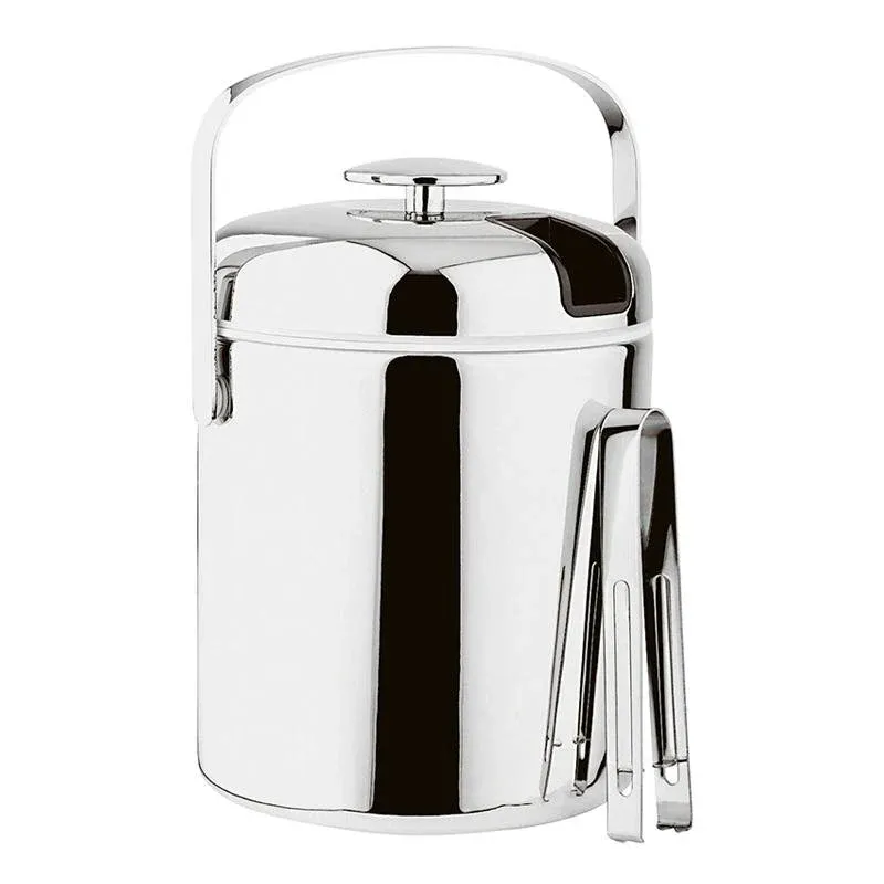 Ø 14 x H 22 cm - Paderno Secchiello Ghiaccio In Acciaio Inox Con Pinza Popolare