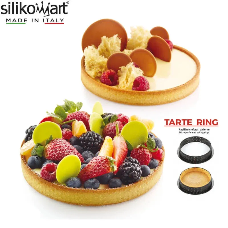 15 cm - Silikomart Tarte Ring Stampo Anello Microforato Antiaderente In Silicone - Set 2 Pz Promozione