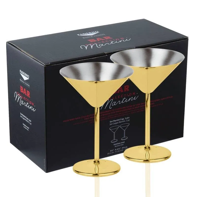 Prezzo Scontato 20.5 cl - Paderno Calici Margarita In Acciaio Inox Set 2 Pz