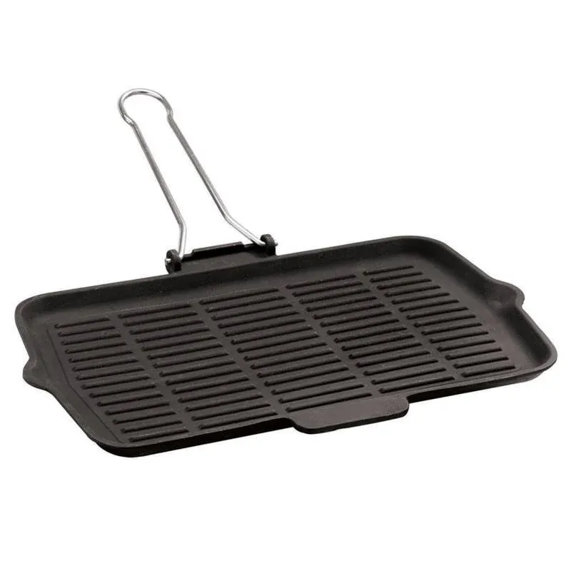 Esclusivo 21x36 cm - Paderno Bistecchiera Grill Rettangolare In Ghisa Smaltata Con Manico