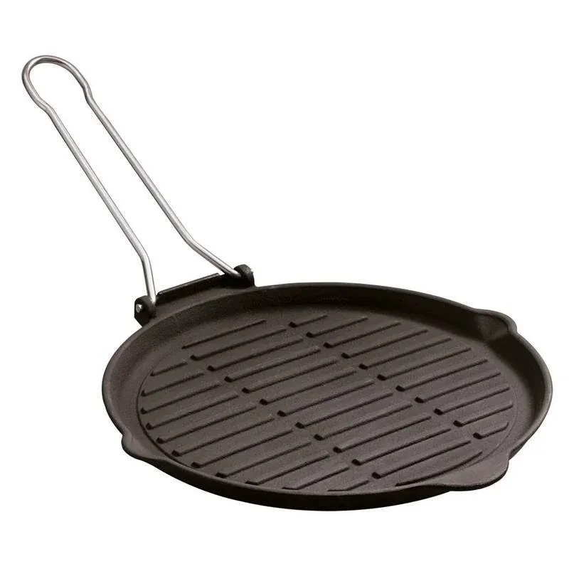 25 cm - Paderno Bistecchiera Grill Rotonda In Ghisa Smaltata Con Manico Novità