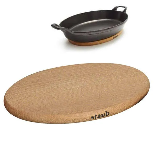 29x20 cm - Staub Sottopentola Magnetico Ovale In Legno Quantità Limitata