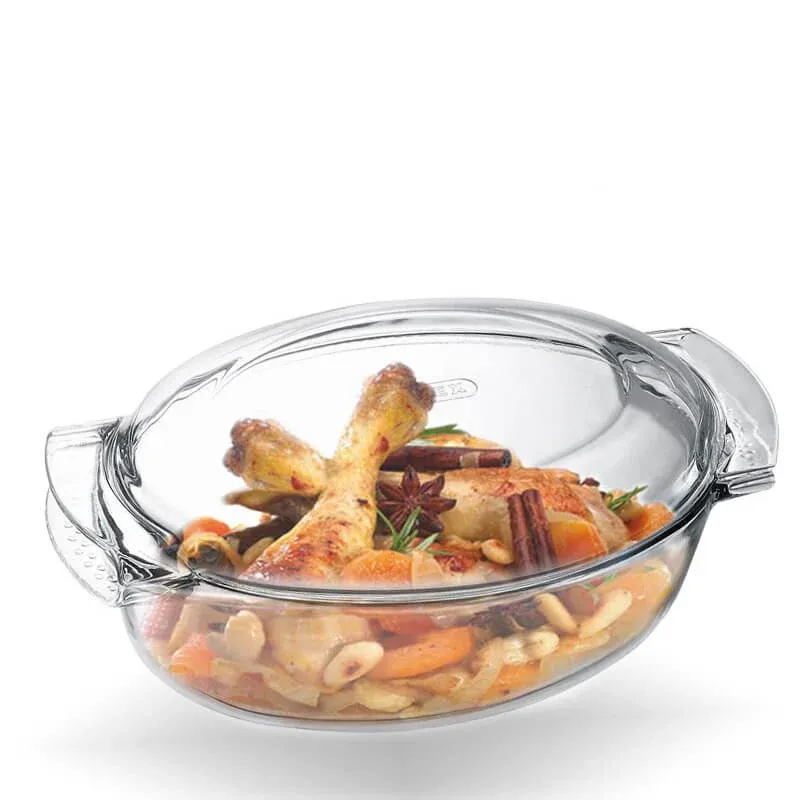 39x23 cm - Pyrex Classic Easy Grip Casseruola Ovale In Vetro Borosilicato Con Coperchio Quantità Limitata