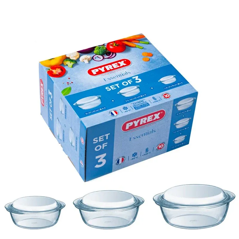 Soddisfatti O Rimborsati Pyrex Essentials Set Casseruole Rotonde In Vetro Borosilicato Con Coperchio - Set 3 Pz