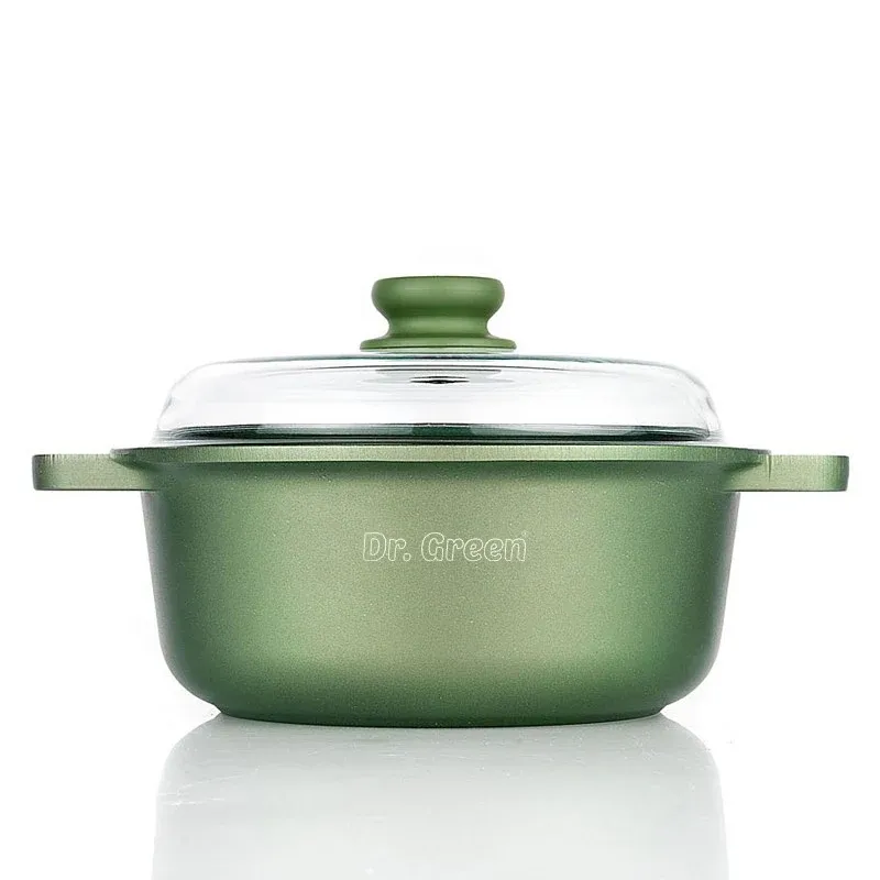 Promozione Esclusiva Risoli Dr.Green Stone Casseruola Alta Antiaderente In Alluminio Con Coperchio In Vetro