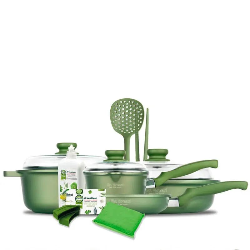 Risoli Dr.Green Stone Set Pentole Antiaderenti In Alluminio - Set 14 Pz Novità