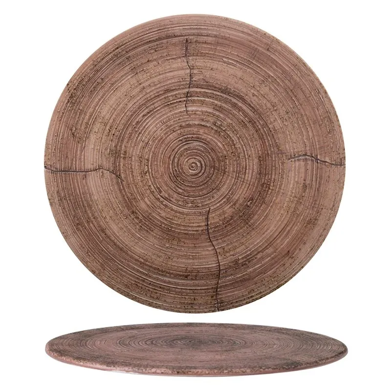 29.5 cm - Tagliere Rotondo In Porcellana Effetto Legno - Set 3 Pz Prezzo Basso