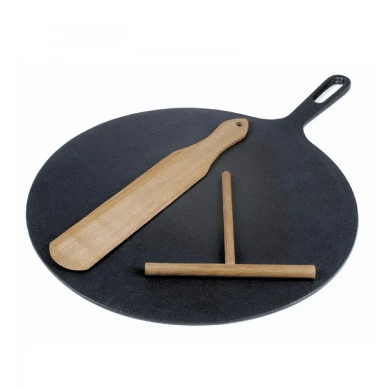 32 cm - Ilsa Crepiera Rotonda In Ghisa Con Spatola E Stendi Pasta in Legno Occasione Imperdibile
