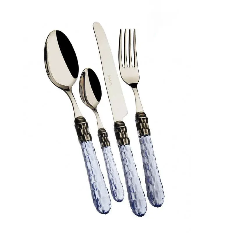 Bugatti Cristallo Servizio Posate Ghiera Argentata Acciaio Inox - Set 24 Pz Promozione