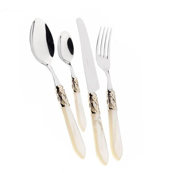 Bugatti Aladdin Servizio Posate Ghiera Dorata Acciaio Inox e Acrilico - Set 24 Pz Ultime Pezzi