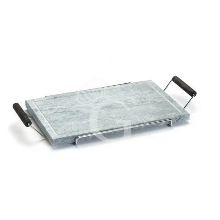 Pietra ollare rettangolare telaio cromato manici faggio, L 250 x P 400 mm Saldi