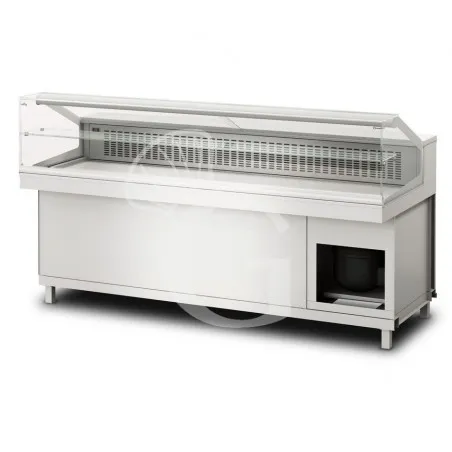 Vetrina refrigerata statica con cella di riserva 2 vani, 1 ripiano, temp. +4°C/+8°C, L 2100 mm Di Tendenza