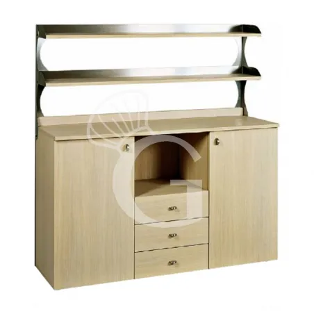 Reso Gratuito Mobile di servizio alto doppio con 2 sportelli, 3 cassetti, vano interno e 2 ripiani - L 1360 x P 480 x H 1550 mm - Cenere