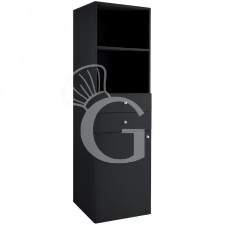 Mobile di servizio alto singolo con 1 sportello, 2 cassetti e 2 ripiani - L 450 x P 490 x H 1440 mm - Carbon Quantità Limitata