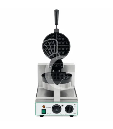 Popolare Macchina Waffle 1,3 KW struttura in acciaio inox piastra di cottura teflonata L 280 mm x P 520 mm x H 10/655 mm