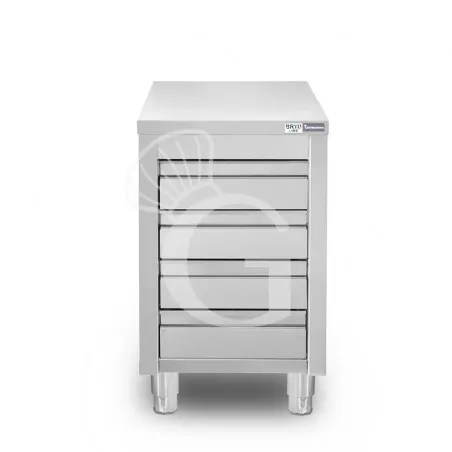 Cassettiera inox con 4 cassetti, L 500 x P 700 x H 855 mm Consegna Rapida