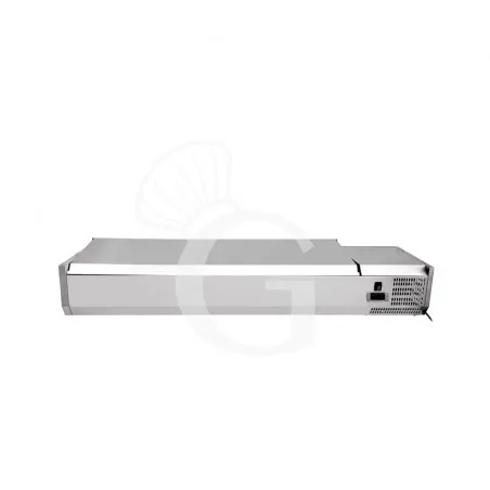 Ultimissimo Modello Vetrinetta refrigerata per pizzeria con coperchio in acciaio inox L 1200 mm per bacinelle 3 da GN1/3 + 1 da GN1/2