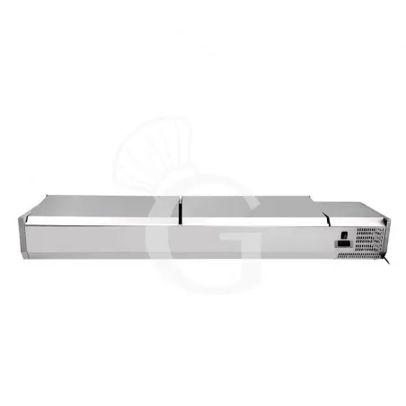 A Buon Prezzo Vetrinetta refrigerata per pizzeria con coperchio in acciaio inox L 1500 mm per 7 bacinelle GN1/4
