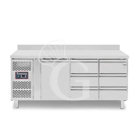 Tavolo Refrigerato 6 cassetti 1 porta 700 mm -2°C/+8°C alzatina Motore a sinistra Offerta