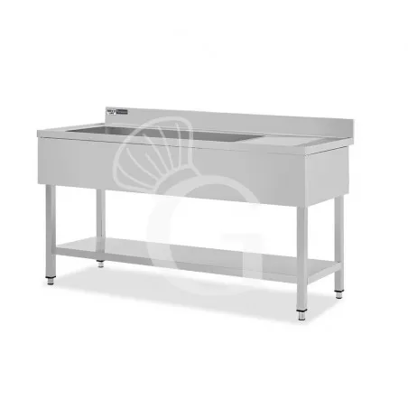 Reso Gratuito Lavello semplice 1 vasca e gocciolatoio a destra,ripiano,alzatina, L1600xP700xH965mm - con foro rubinetto Ø 32 mm