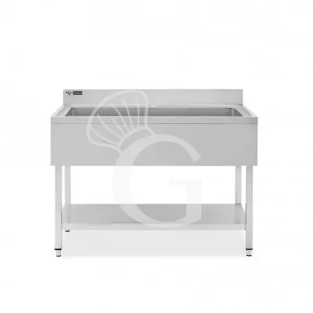 Occasione Imperdibile Lavapentole inox, 1 ripiano, alzatina, 1 vasca, L 1000 x P 700 x H 965 mm - con foro rubinetto Ø 32 mm