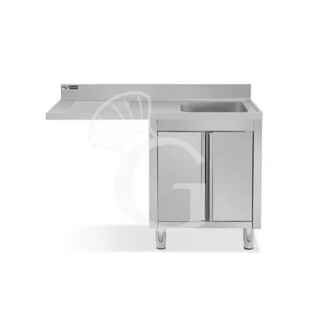 Lavello armadiato vano lavastoviglie,1 vasca,gocciolatoio sinistra,L1500xP700xH965mm - con foro rubinetto Ø 32 mm Promozione