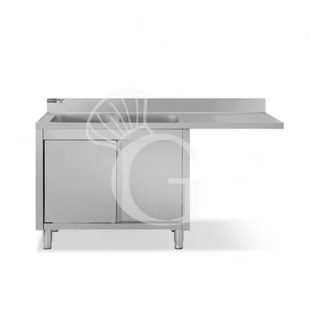 Lavello armadiato vano lavastoviglie,2 vasche,gocciolatoio destra,L1800xP600xH965mm - con foro rubinetto Ø 32 mm Spedito Oggi