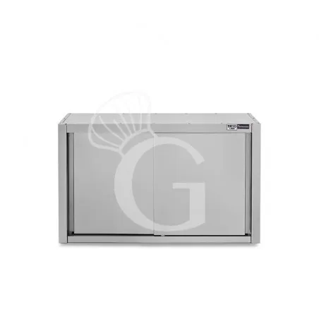 Ultima Occasione Pensile acciaio inox con sgocciolatoio,2 ripiani forati,porte scorrevoli L 1000 x P 400 x H 1000 mm
