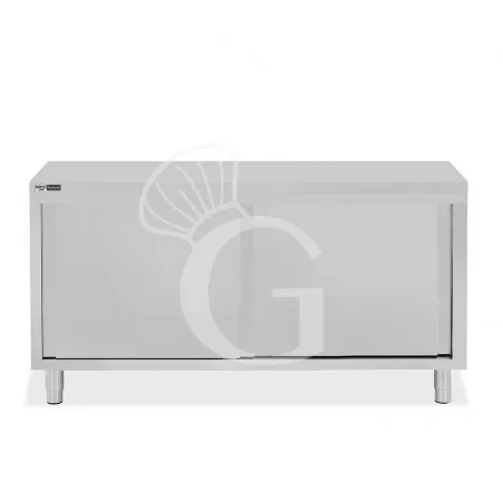 Tavolo armadiato in acciaio inox con 2 porte scorrevoli, L 1700 mm x P 800 mm x H 850 mm Offerta Speciale
