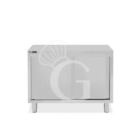 Tavolo armadiato in acciaio inox con 2 porte scorrevoli, L 1000 mm x P 700 mm x H 850 mm Subito Disponibile
