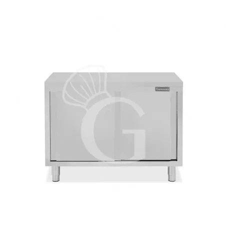 Tavolo armadiato passante in inox, 2 porte scorrevoli, dimensioni L 1100 x P 600 x H 850 mm Prezzo Di Fabbrica