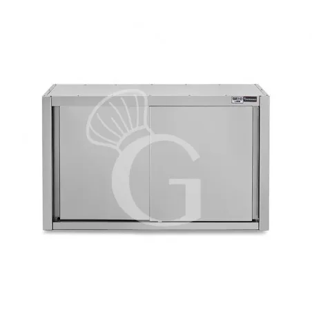 Sconto Pensile acciaio inox con porte scorrevoli, 2 ripiani, L 1100 x P 400 x H 1000 mm