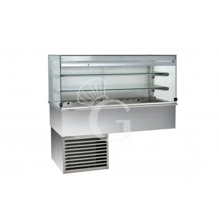 Promozione Vetrina refrigerata ventilata cubica 2 ripiani con tendina lato cliente - Lunghezza 810 mm