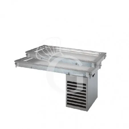 Piano refrigerato statico in inox su 2 livelli - dimensioni L 810 x P 640 x H 570 mm Popolare