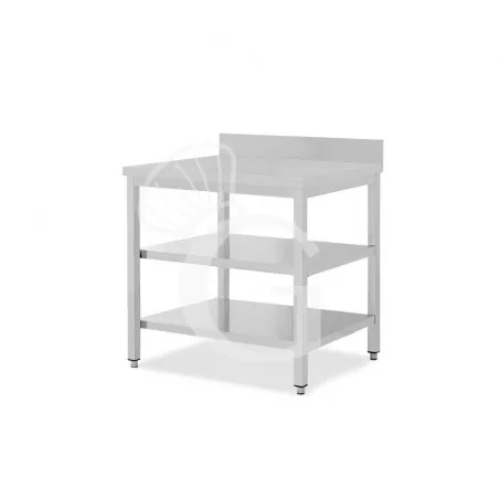 Tavolo inox 2 ripiani alzatina L 900 mm x P 800 mm x H 950 mm Promozione