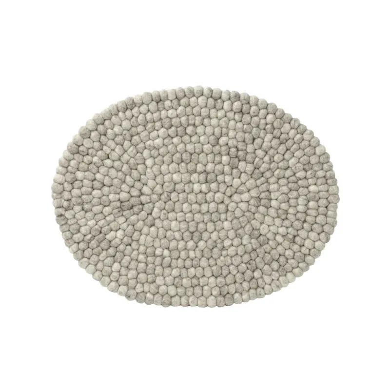Nuovo Arrivo POMPON TOVAGLIETTA AMERICANA IN FELTRO OVALE GRIGIO CHIARO CM 35 X 45