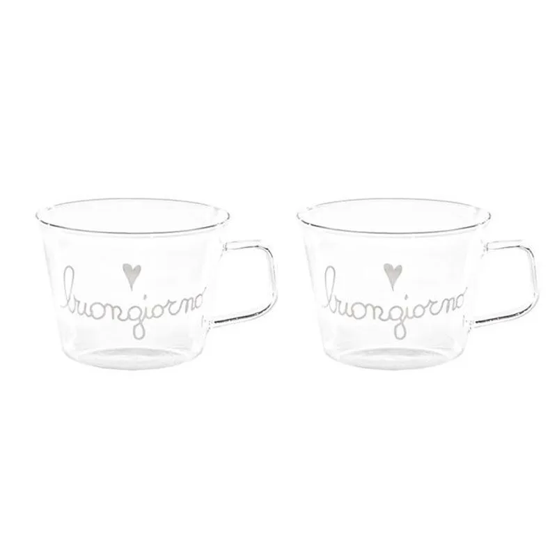 SET 2 TAZZE IN VETRO 480 ML BUONGIORNO Prezzo Basso
