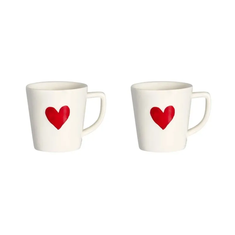 Consegna Rapida SET 2 TAZZE ESPRESSO CUORE ROSSO