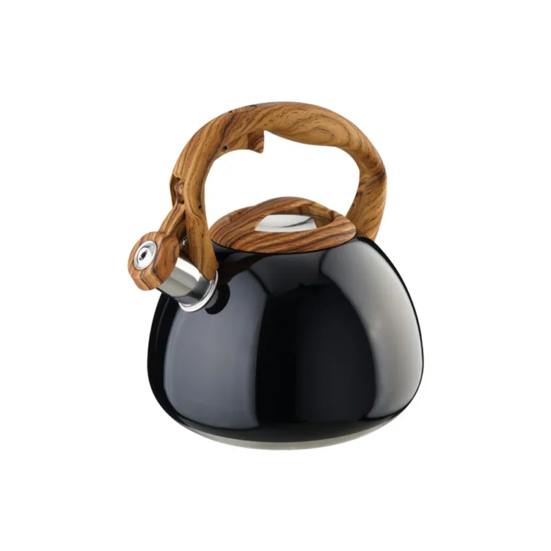 BOLLITORE CON FISCHIO MANICO IN LEGNO 3L NERO A Buon Prezzo